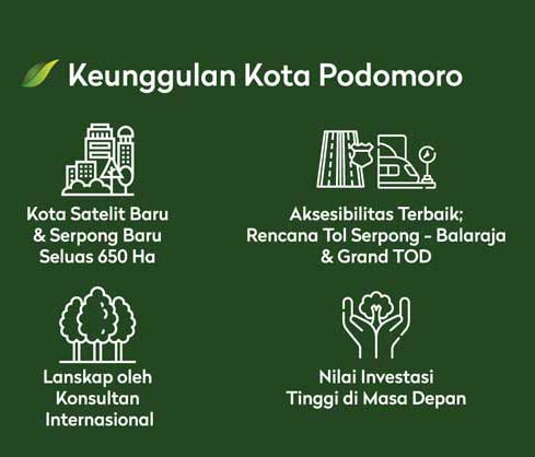 keunggulan kota podomoro tenjo